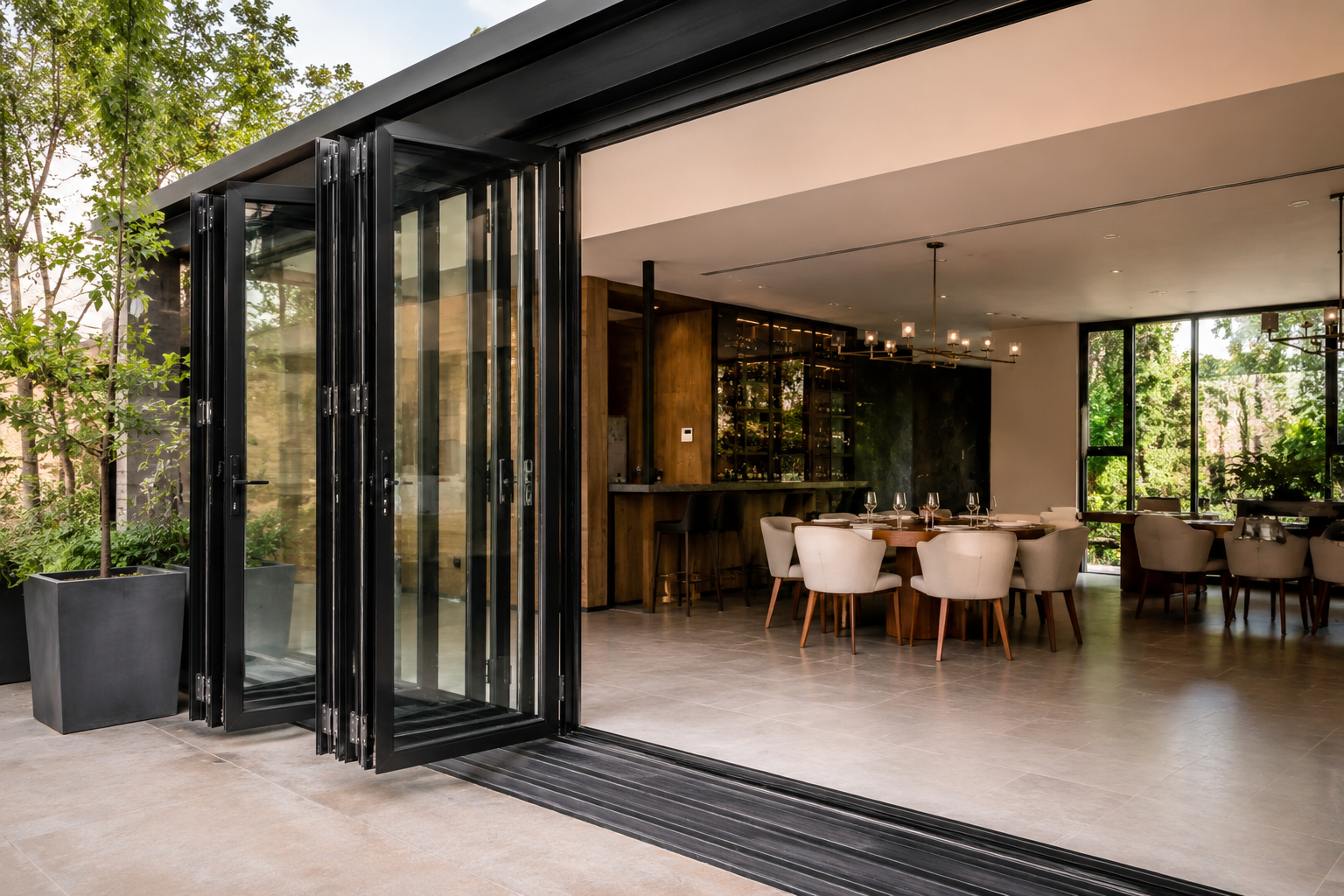 Slide and fold glass doors