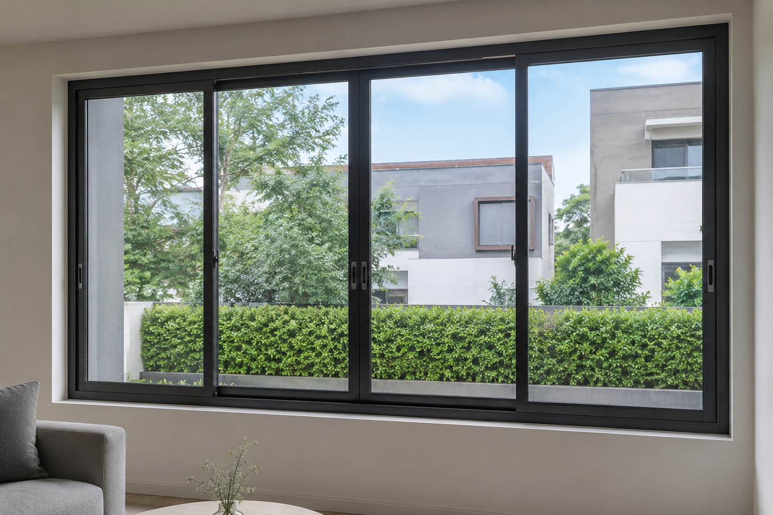 Sliding uPVC windows for a modern room